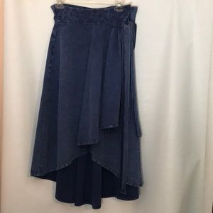 Gretty Zueger Embroidered Denim Wrap Around Skirt